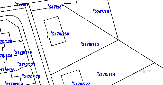 Parcela st. 2170/113 v KÚ Bludovice, Katastrální mapa
