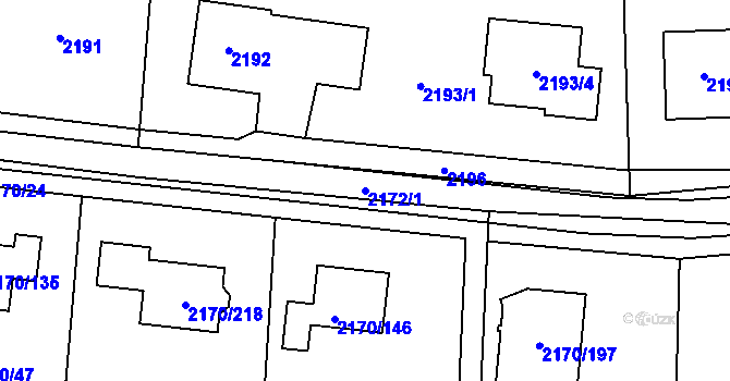 Parcela st. 2172/1 v KÚ Bludovice, Katastrální mapa