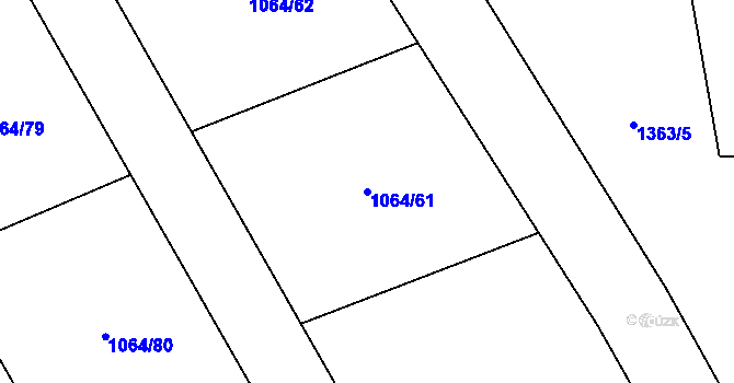 Parcela st. 1064/61 v KÚ Bludovice, Katastrální mapa