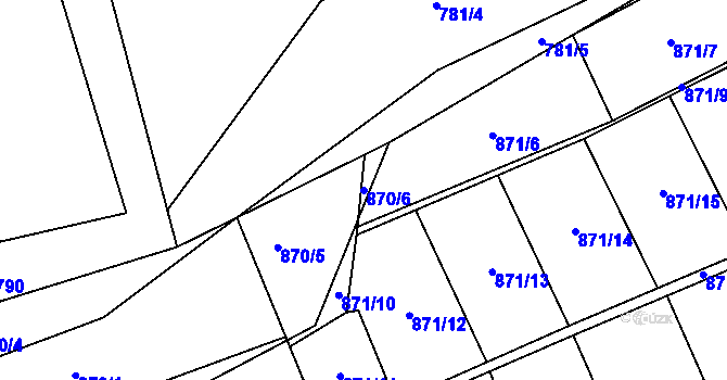 Parcela st. 870/6 v KÚ Bludovice, Katastrální mapa