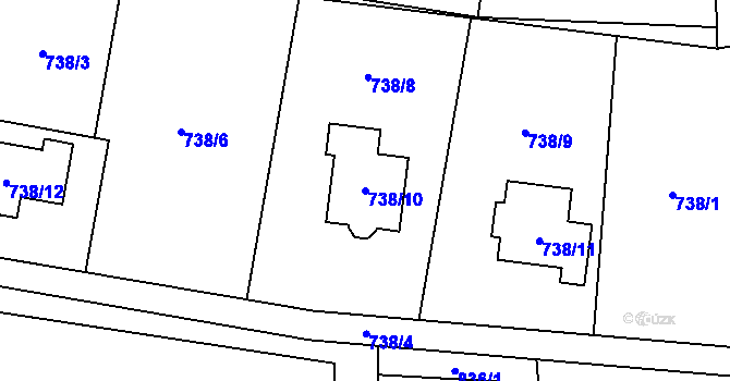 Parcela st. 738/10 v KÚ Bludovice, Katastrální mapa