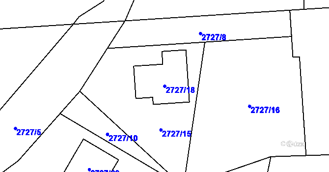 Parcela st. 2727/18 v KÚ Bludovice, Katastrální mapa