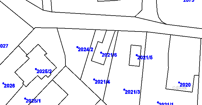 Parcela st. 2021/6 v KÚ Bludovice, Katastrální mapa