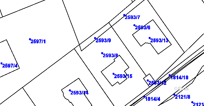 Parcela st. 2593/8 v KÚ Bludovice, Katastrální mapa