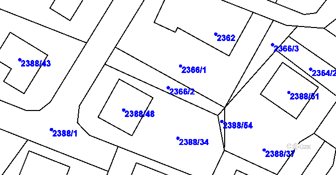 Parcela st. 2366/2 v KÚ Bludovice, Katastrální mapa