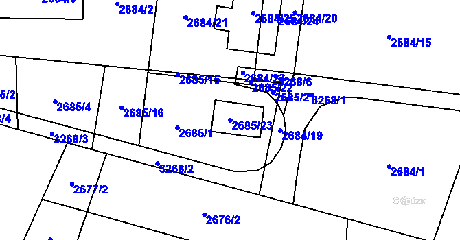Parcela st. 2685/23 v KÚ Bludovice, Katastrální mapa