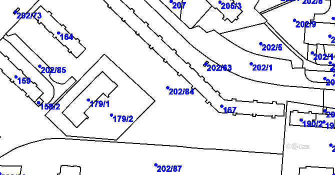 Parcela st. 202/84 v KÚ Bludovice, Katastrální mapa