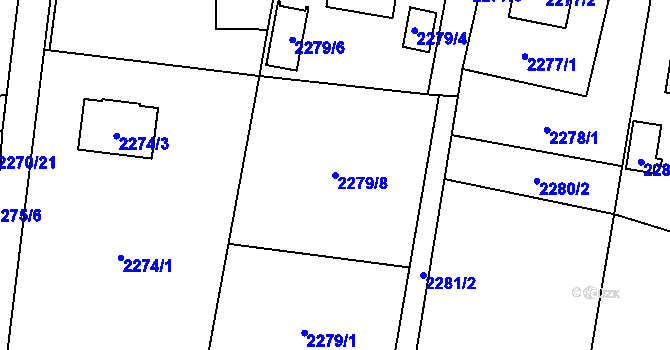 Parcela st. 2279/8 v KÚ Bludovice, Katastrální mapa