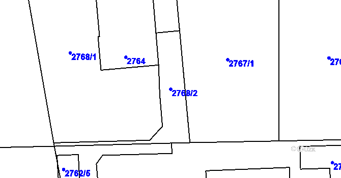 Parcela st. 2768/2 v KÚ Bludovice, Katastrální mapa