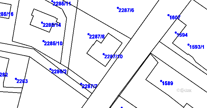 Parcela st. 2287/10 v KÚ Bludovice, Katastrální mapa