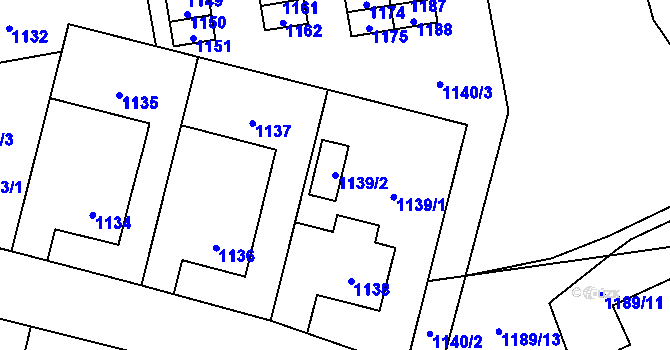 Parcela st. 1139/2 v KÚ Šumbark, Katastrální mapa