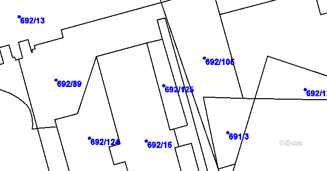 Parcela st. 692/125 v KÚ Šumbark, Katastrální mapa