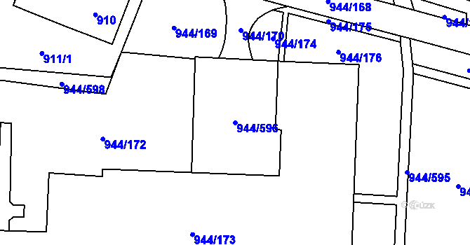 Parcela st. 944/596 v KÚ Šumbark, Katastrální mapa