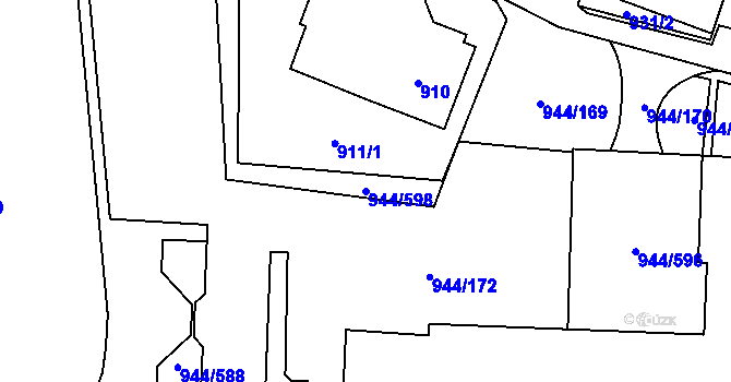 Parcela st. 944/598 v KÚ Šumbark, Katastrální mapa