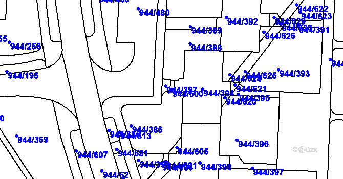 Parcela st. 944/600 v KÚ Šumbark, Katastrální mapa
