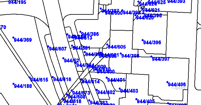 Parcela st. 944/601 v KÚ Šumbark, Katastrální mapa