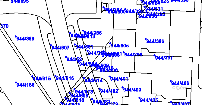Parcela st. 944/606 v KÚ Šumbark, Katastrální mapa