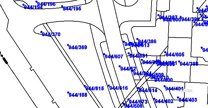 Parcela st. 944/607 v KÚ Šumbark, Katastrální mapa