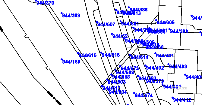 Parcela st. 944/616 v KÚ Šumbark, Katastrální mapa