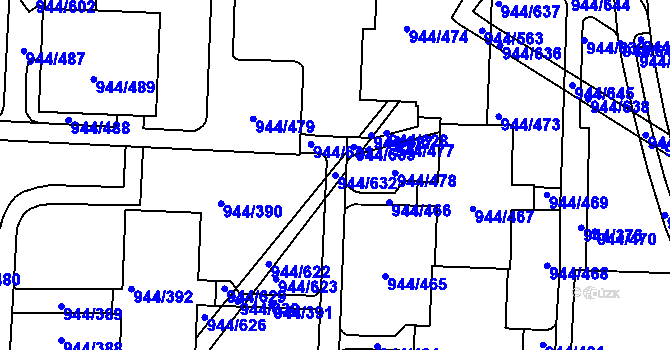 Parcela st. 944/632 v KÚ Šumbark, Katastrální mapa