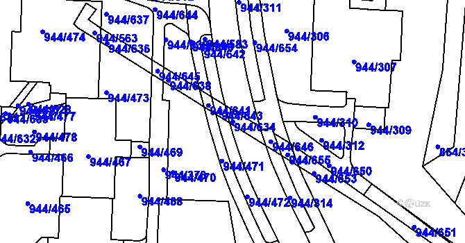Parcela st. 944/634 v KÚ Šumbark, Katastrální mapa