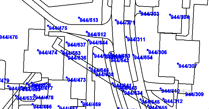 Parcela st. 944/640 v KÚ Šumbark, Katastrální mapa