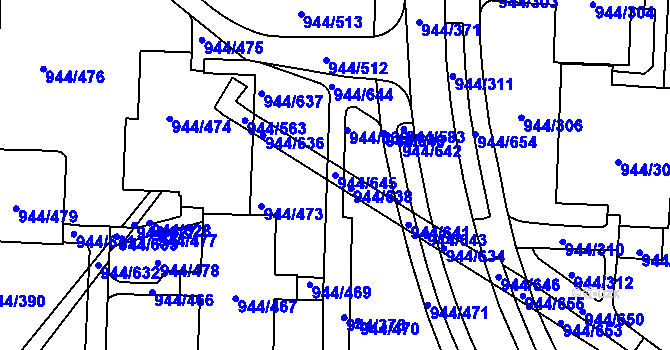 Parcela st. 944/645 v KÚ Šumbark, Katastrální mapa