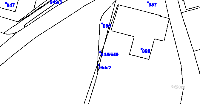 Parcela st. 944/649 v KÚ Šumbark, Katastrální mapa