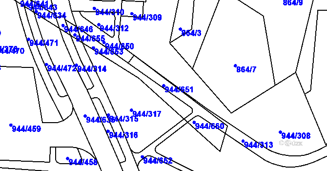 Parcela st. 944/651 v KÚ Šumbark, Katastrální mapa