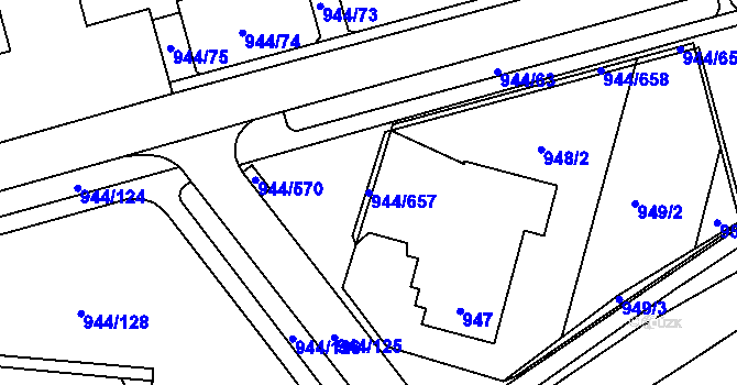 Parcela st. 944/657 v KÚ Šumbark, Katastrální mapa