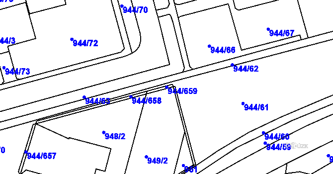 Parcela st. 944/659 v KÚ Šumbark, Katastrální mapa