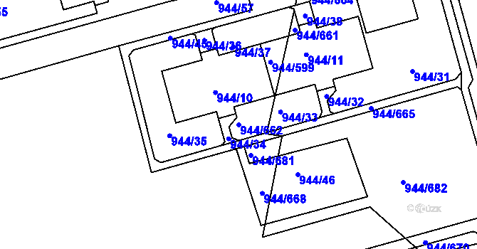Parcela st. 944/662 v KÚ Šumbark, Katastrální mapa