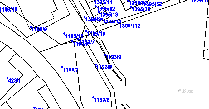 Parcela st. 1193/9 v KÚ Šumbark, Katastrální mapa