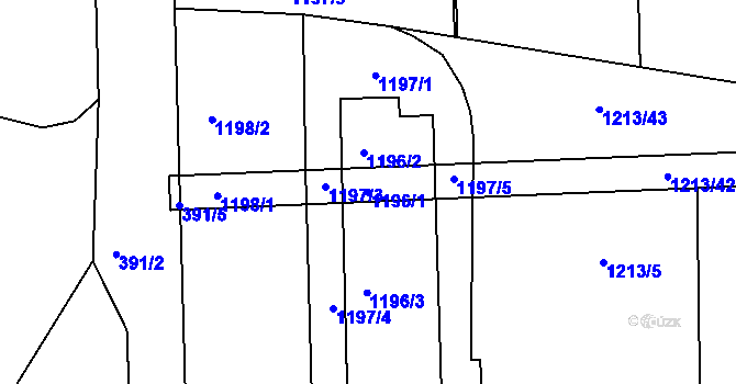 Parcela st. 1196/1 v KÚ Šumbark, Katastrální mapa