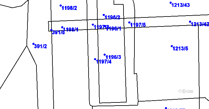 Parcela st. 1196/3 v KÚ Šumbark, Katastrální mapa