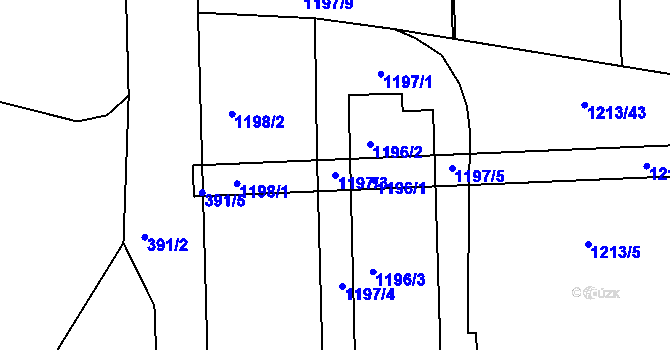Parcela st. 1197/3 v KÚ Šumbark, Katastrální mapa