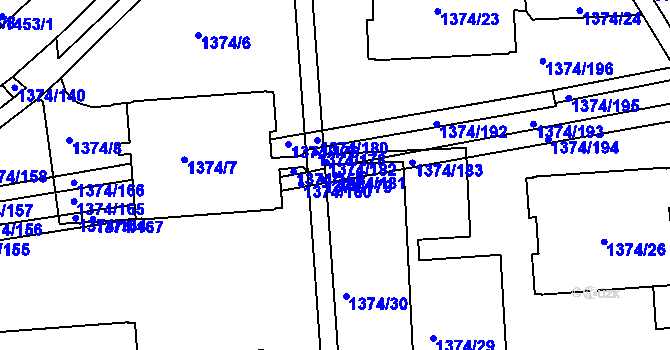 Parcela st. 1374/181 v KÚ Šumbark, Katastrální mapa