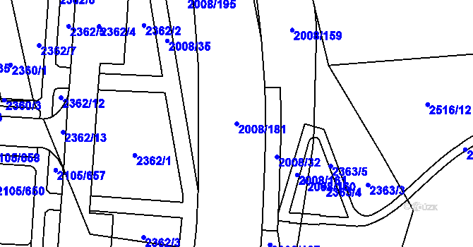 Parcela st. 2008/181 v KÚ Šumbark, Katastrální mapa