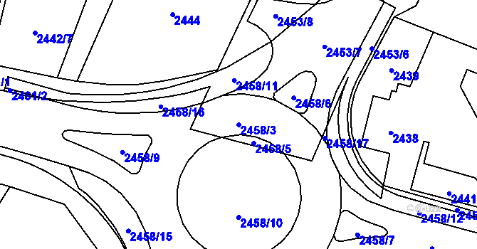 Parcela st. 2458/3 v KÚ Šumbark, Katastrální mapa