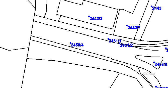 Parcela st. 2458/4 v KÚ Šumbark, Katastrální mapa