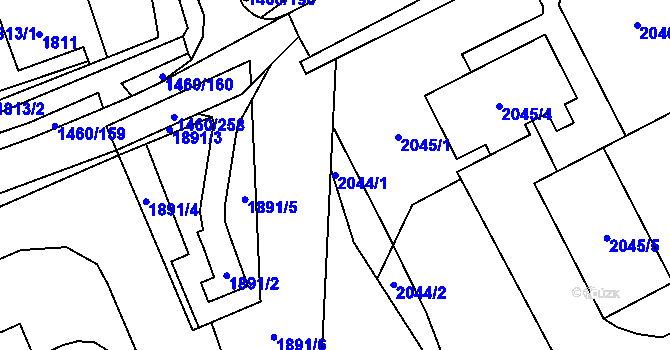 Parcela st. 2044/1 v KÚ Šumbark, Katastrální mapa