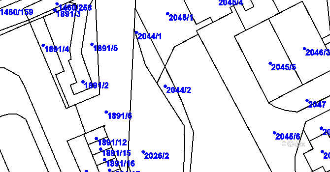 Parcela st. 2044/2 v KÚ Šumbark, Katastrální mapa