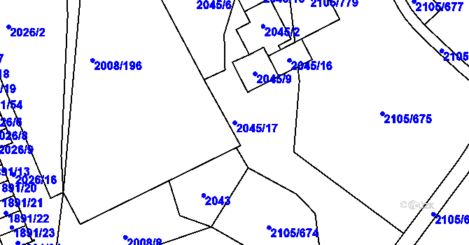 Parcela st. 2045/17 v KÚ Šumbark, Katastrální mapa