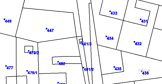 Parcela st. 481/3 v KÚ Šumbark, Katastrální mapa