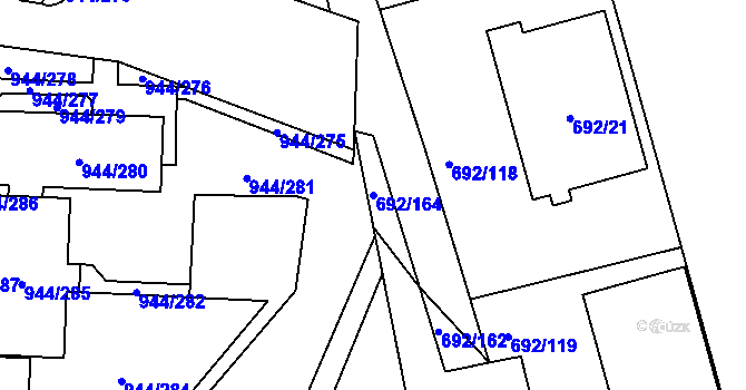 Parcela st. 692/164 v KÚ Šumbark, Katastrální mapa