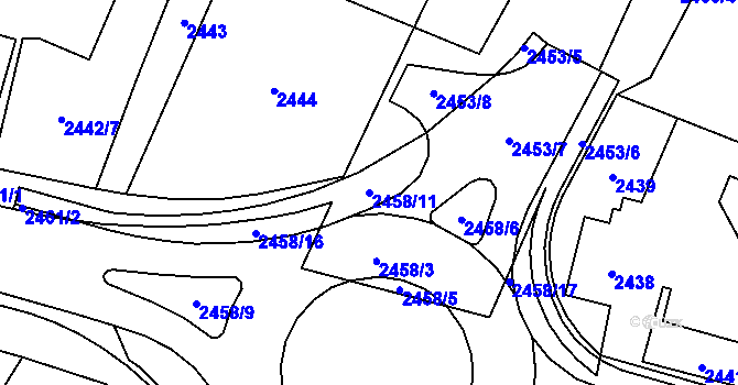 Parcela st. 2458/11 v KÚ Šumbark, Katastrální mapa