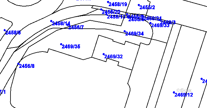 Parcela st. 2469/32 v KÚ Šumbark, Katastrální mapa