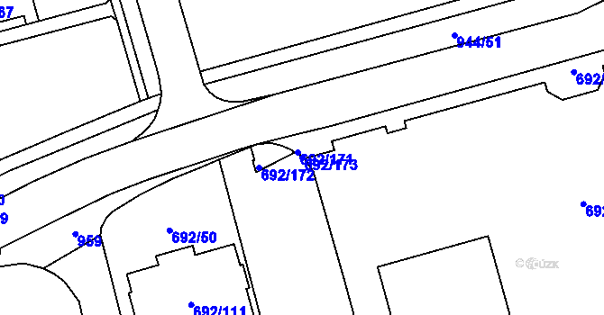 Parcela st. 692/173 v KÚ Šumbark, Katastrální mapa