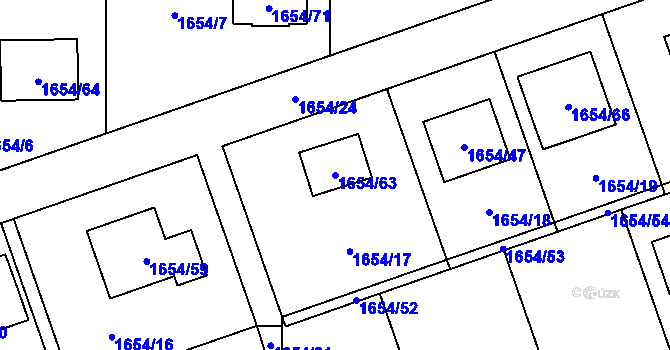 Parcela st. 1654/63 v KÚ Šumbark, Katastrální mapa