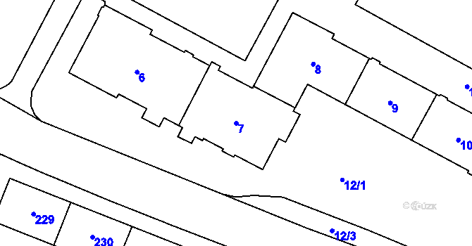Parcela st. 7 v KÚ Šumbark, Katastrální mapa